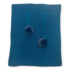 Pappa e Latte Coperta in Lana Con Pom Pon Pelliccia