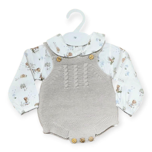 Salopette m. Lana con Camicia Per Neonati Invernale