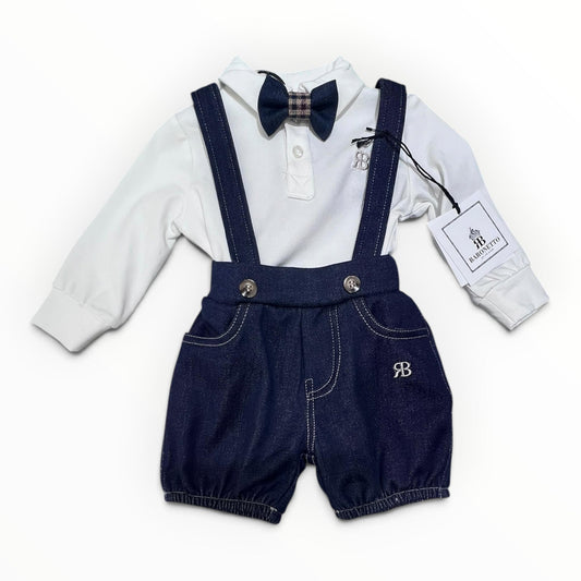 Baronetto Piccoli Nobili Salopette Polo Papillon Da Neonato