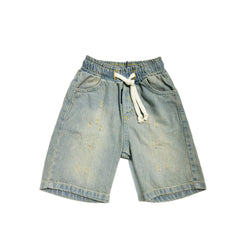 Rebel Bermuda Bambino Jeans Sabbiato con Elastico in vita