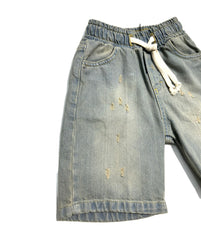 Rebel Bermuda Neonato Jeans Sabbiato con Elastico in vita