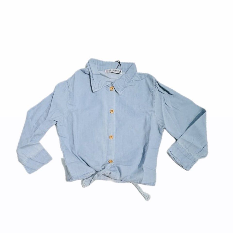 Camicia con Nodo Bambina in Cotone Effetto jeans – Baby island - Main Image