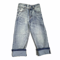 Jeans Wide Leg Bambina con Risvolto