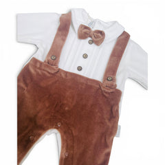 Les Jolies Tutina Ciniglia Con Bretelle e Papillon Da Neonato