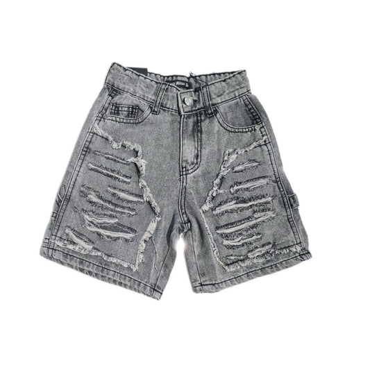 Bermuda Armata Militare Jeans Bambino con Rotture