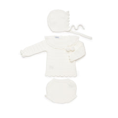 Juliana Completo Tre Pezzi Maglioncino Coulotte Cuffietta e Scarpine