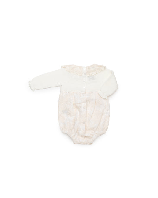 Juliana Pagliaccetto in Lana con Colletto in Macramè Da Neonata