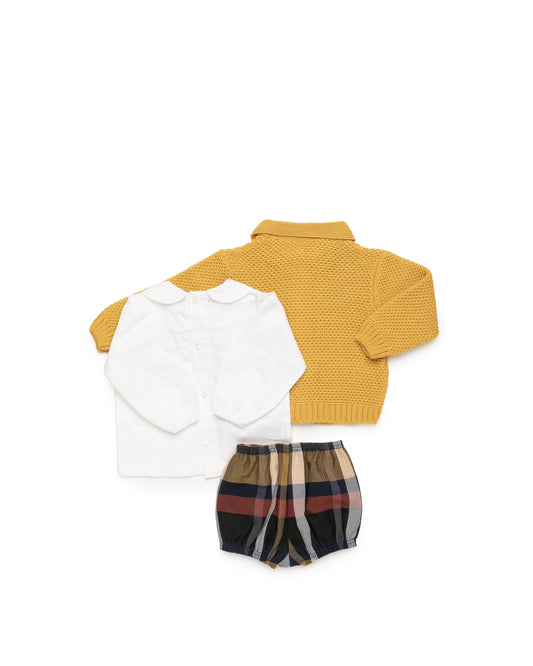 Juliana Completo Lana Tre Pezzi Cardigan Camicia Pantaloncino Tartan (Copia) (Copia)