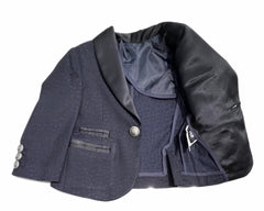 Jasper Giacca Per Neonati e Bambini Con Revers in Raso e Bottoni Argento Satinati