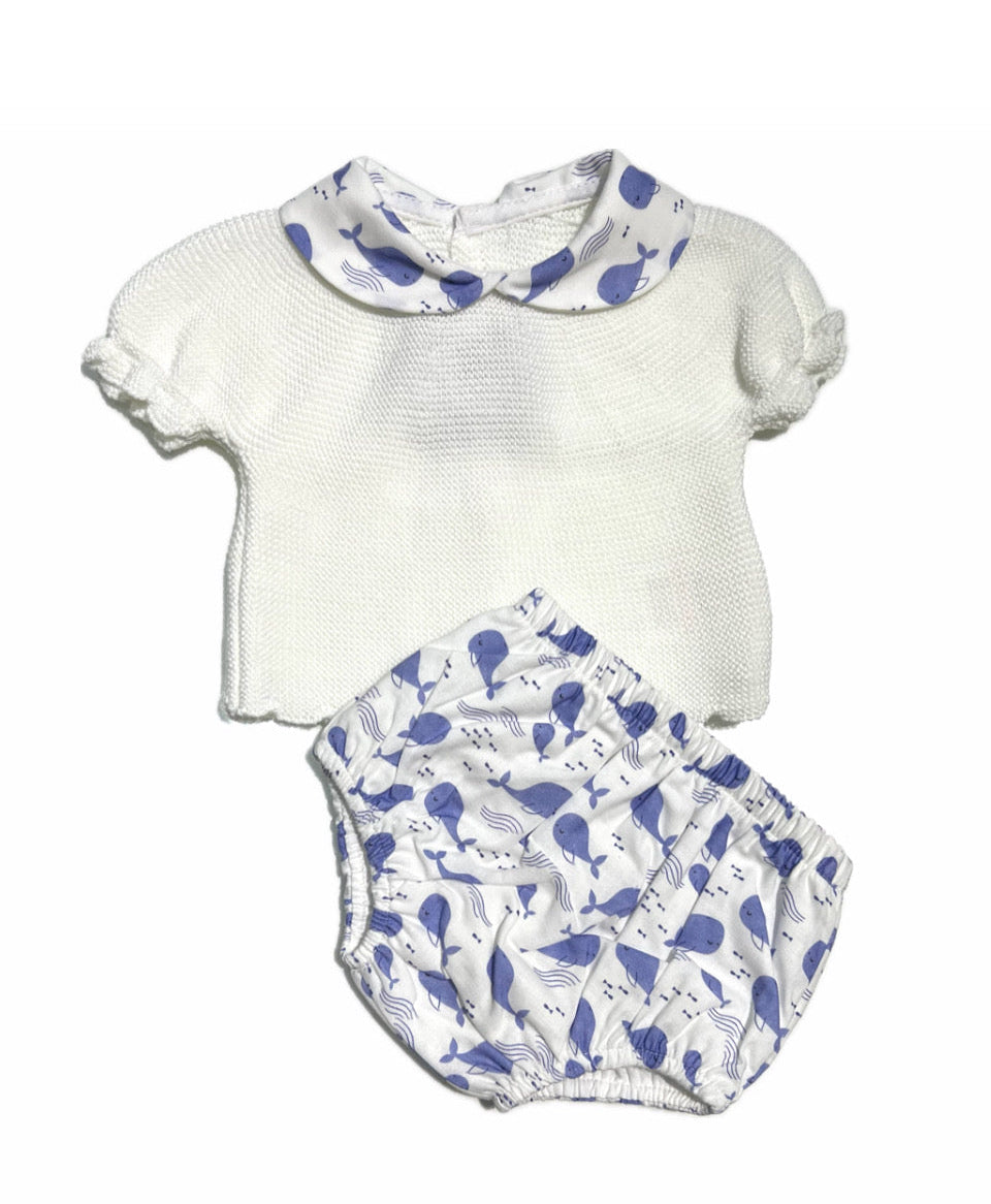 Maglia in Filo con Copripannolino Completo in Cotone