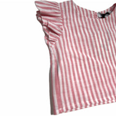 Mini Lù Blusa Neonata Rigata in Lino e Cotone