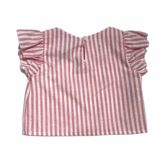 Mini Lù Blusa Neonata Rigata in Lino e Cotone