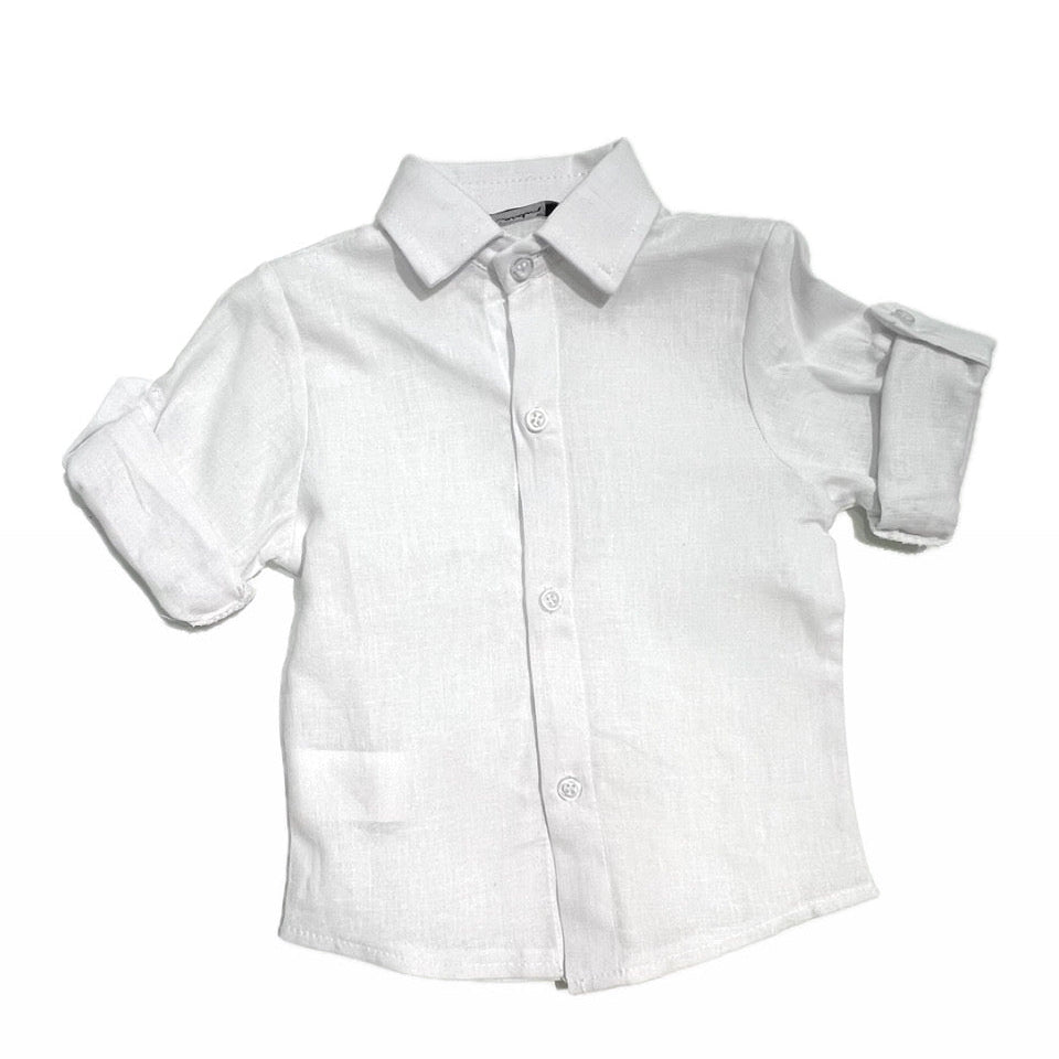 Pierre Cardin Camicia in Lino  per Neonato Collo Italiano