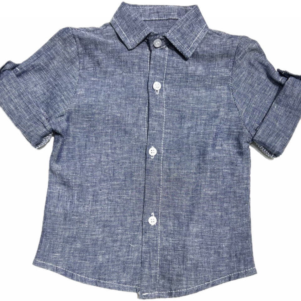 Pierre Cardin Camicia in Lino  per Neonato Collo Italiano