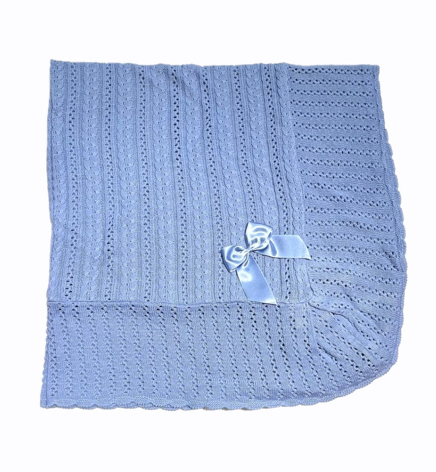 Scialle in m.lana per Neonati Lavorato con Fiocco