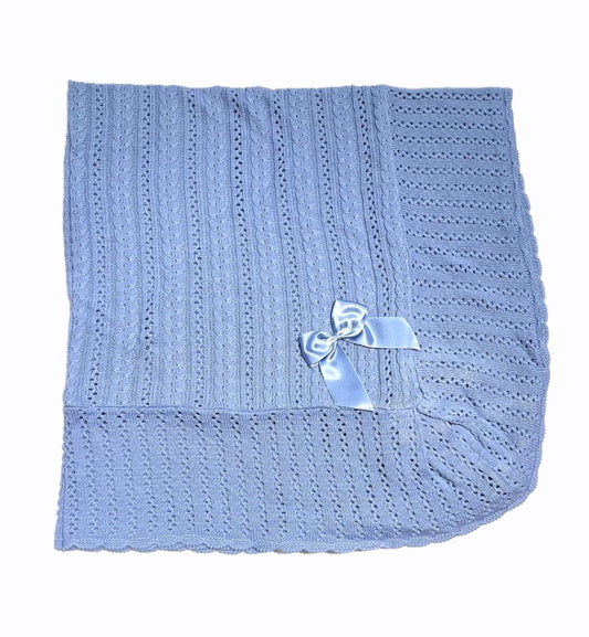 Scialle in m.lana per Neonati Lavorato con Fiocco
