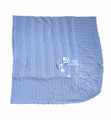 Scialle in m.lana per Neonati Lavorato con Fiocco