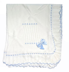 Scialle in m.lana per Neonati Lavorato con Fiocco