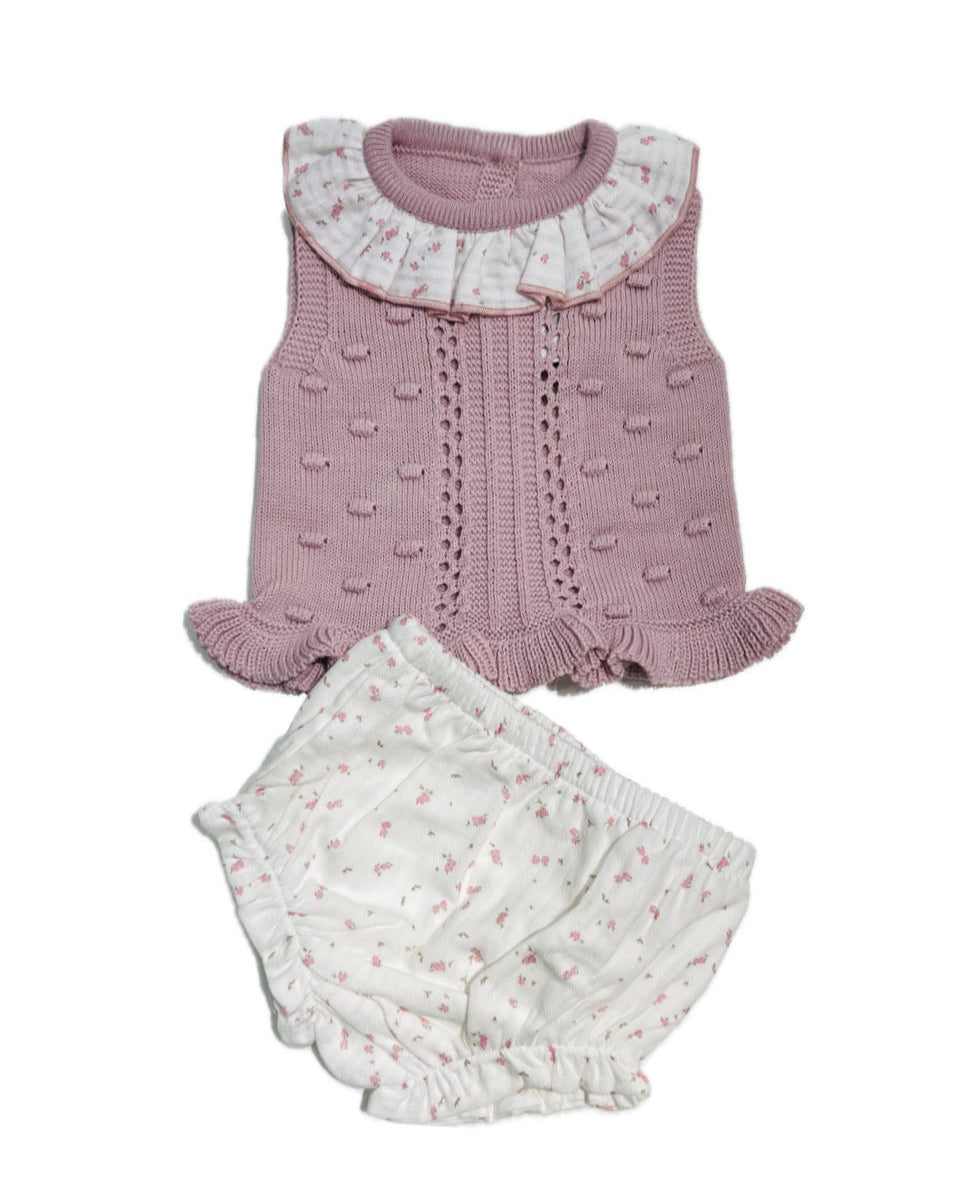 Completo Neonata in Filo Giro Manica con Coulotte