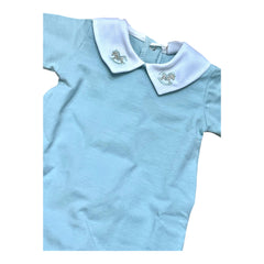 Klaiadì Tutina Cotone in Jersey Colletto in Piquet Con Ricamo Cavalluccio a Dondolo