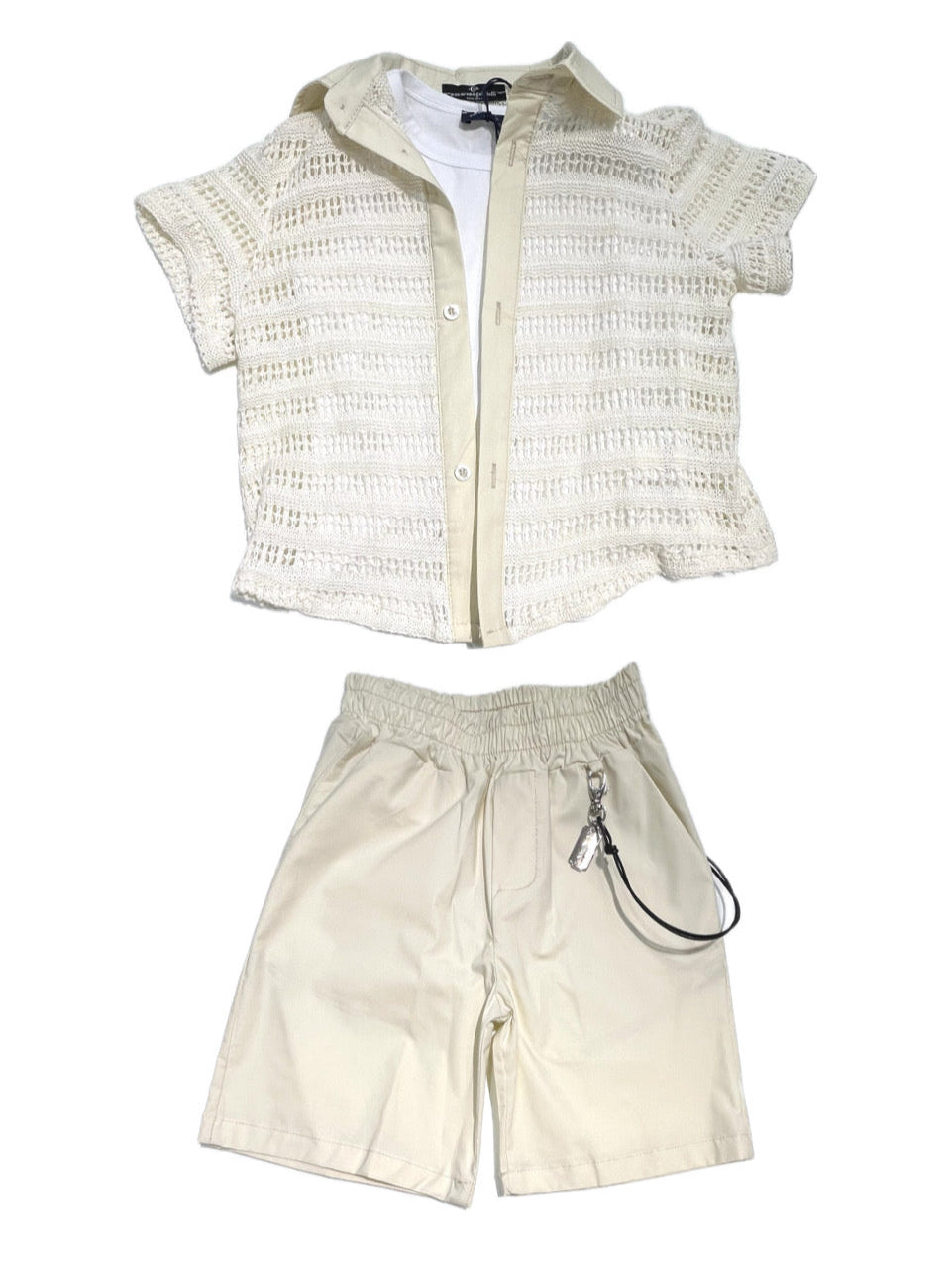 Completo Tre Pezzi Camicia in Filo Canotta Bermuda