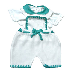 Pappa e Latte Set Nascita  Polo e Salopette e Scialle in Filo Da Neonata