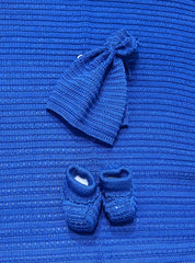 Pappa e Latte Set Nascita in Filo Completo Due Pezzi Scialle Golfino Cappellino e Scarpine