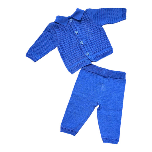 Pappa e Latte Set Nascita in Filo Completo Due Pezzi Scialle Golfino Cappellino e Scarpine