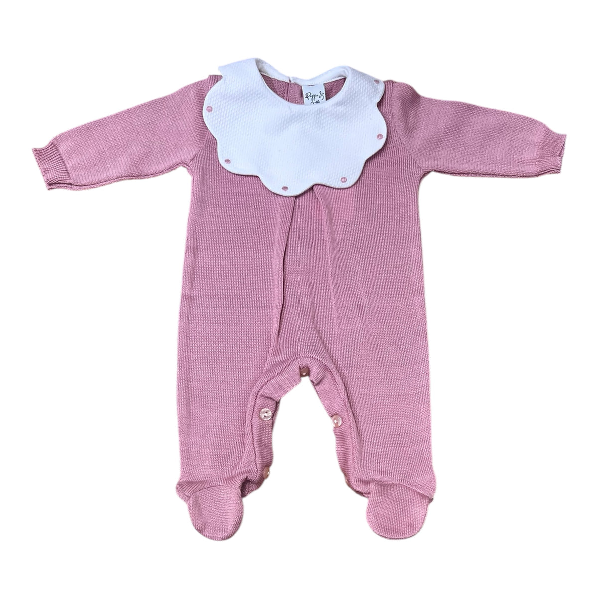Pappa e Latte Tutina in Filo Personalizzabile Rosa Antico