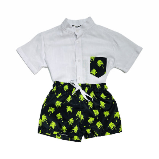 Coordinato Neonato Camicia in Cotone e Costume Mare