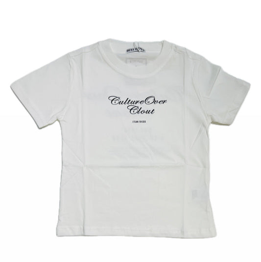 T-Shirt Culture Over Clout Bambino con Stampa Avanti e Retro 100% Cotone