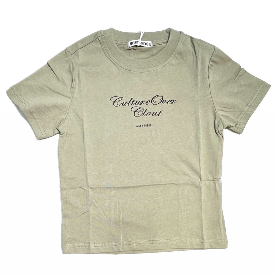 T-Shirt Culture Over Clout Bambino con Stampa Avanti e Retro 100% Cotone