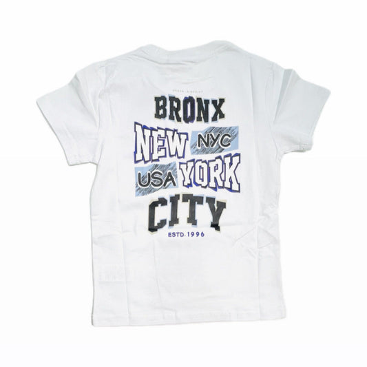 T-Shirt NYC da Bambini con Stampa Avanti e Retro 95% Cotone 5 % Elastan