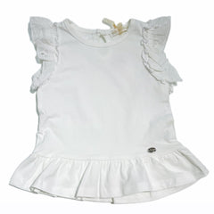 Completo Neonata in Cotone Canotta con Voilant in Pizzo San Gallo e Short