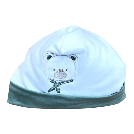 Tenerotti Cappellino in Cotone Nascita Con Ricamo Orsetto Marinaio