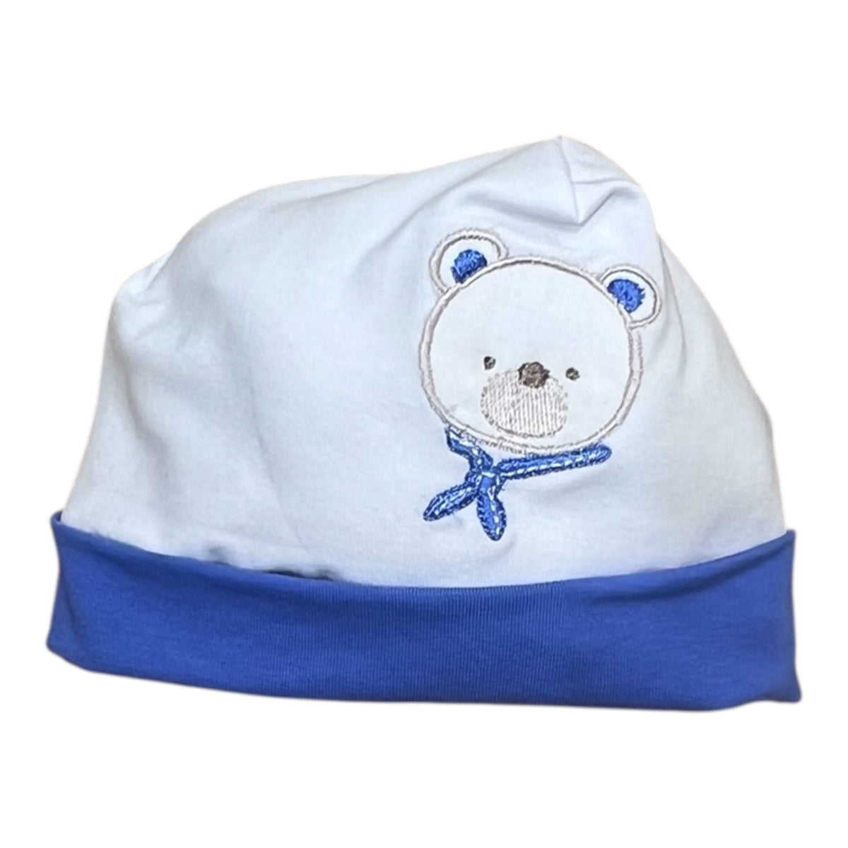 Tenerotti Cappellino in Cotone Nascita Con Ricamo Orsetto Marinaio