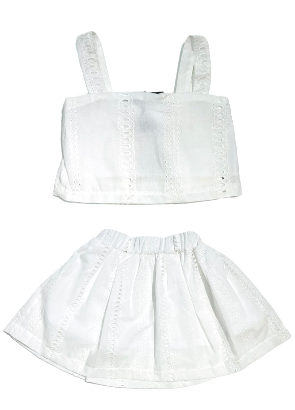 Completo Top e Gonna in Pizzo San Gallo per Bambina