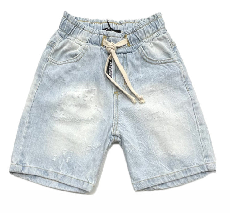 Bermuda Jeans Sfumato Ragazzo con Elastico in Vita
