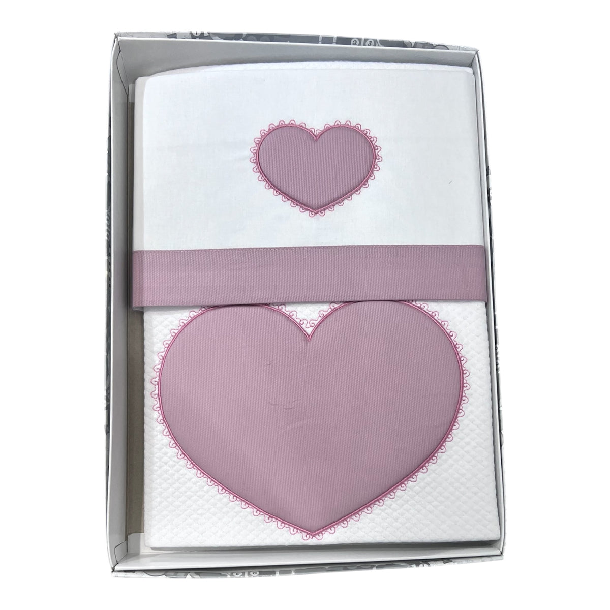 Ornella Coordinato Cuore Passeggino Copertina Cotone Più Lenzuola Sopra Sotto Federa 100% Cotone