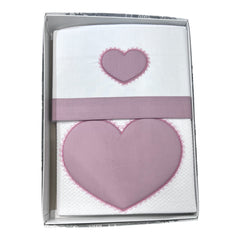 Ornella Coordinato Cuore Passeggino Copertina Cotone Più Lenzuola Sopra Sotto Federa 100% Cotone