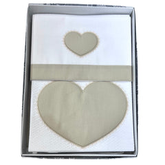 Ornella Coordinato Cuore Passeggino Copertina Cotone Più Lenzuola Sopra Sotto Federa 100% Cotone