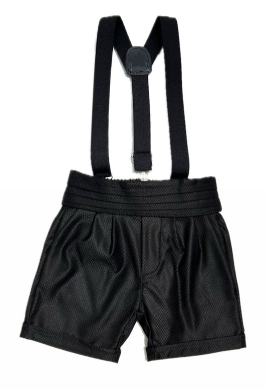 Bermuda Neonato Classic con Fascia Smoking e Bretelle
