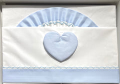 Pappa e Latte Coordinato Lenzuola Con Cuore in Puro Cotone Carrozzina misura 90x120