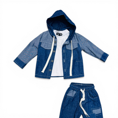 Completo Tre Pezzi Neonato e Bambino in Denim