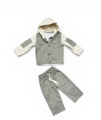Completo Tre Pezzi Neonato e Bambino Felpa con Cappuccio-T-shirt-Pantalone