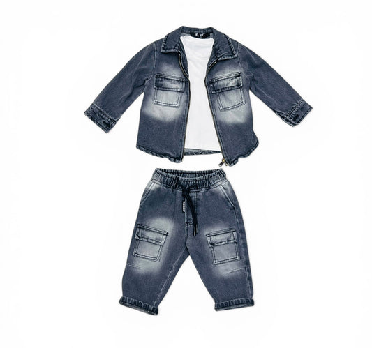 Rebel Completo in Jeans  Tre Pezzi Neonato e Bambino