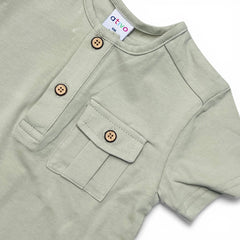 Ativo T-shirt Serafino Dettaglio Taschino con Bottoncino Neonato