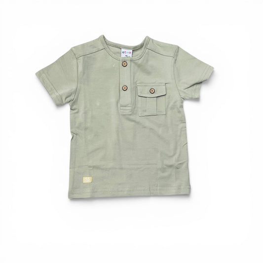 Ativo T-shirt Serafino Dettaglio Taschino con Bottoncino Neonato