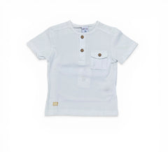 Ativo T-shirt Serafino Dettaglio Taschino con Bottoncino Neonato
