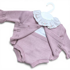 Completo NascitaTre Pezzi In Filo Camicia Golfino Coulotte